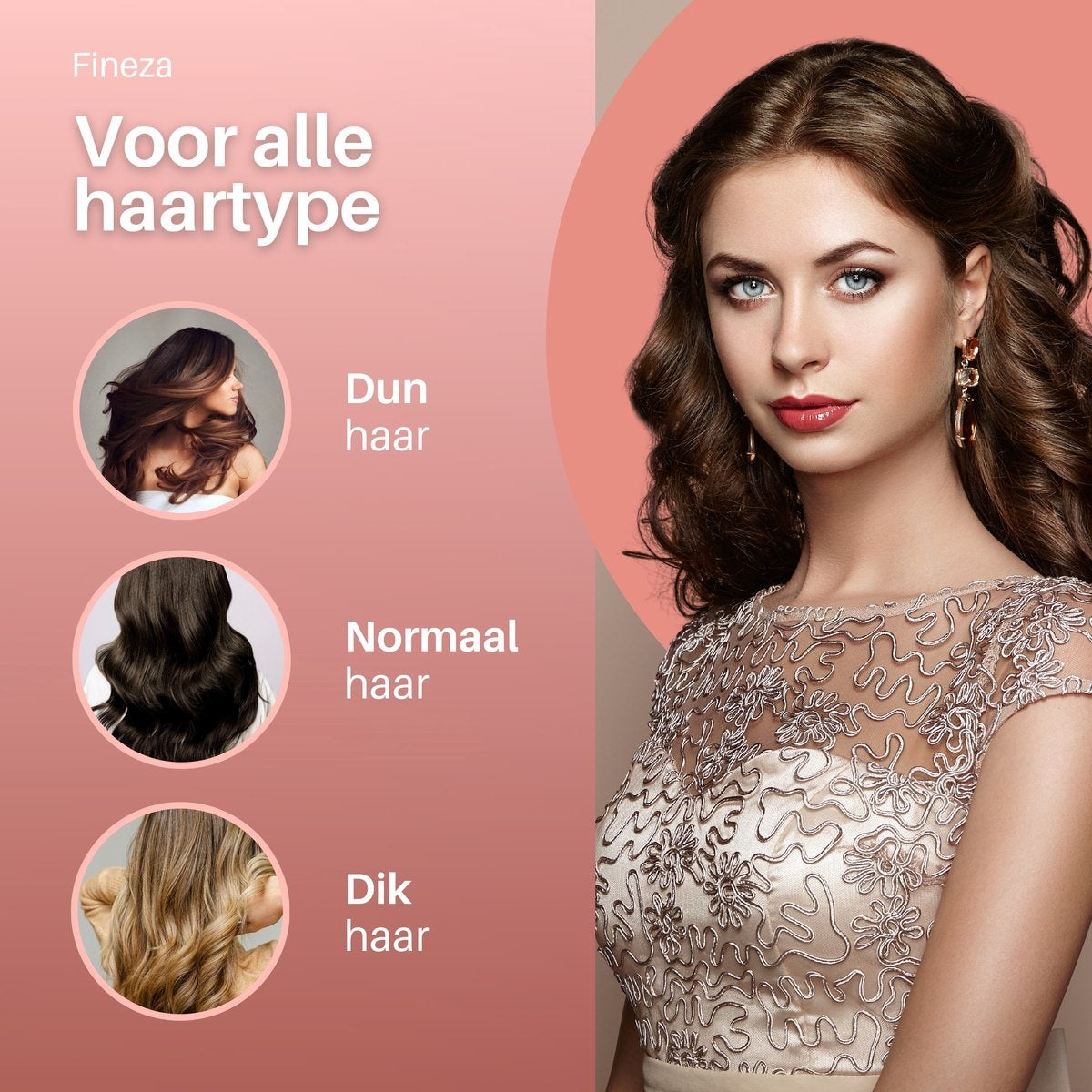 Fineza Pince à gaufres 25mm - Boucleur de cheveux en céramique avec 10 réglages de température - Or rose