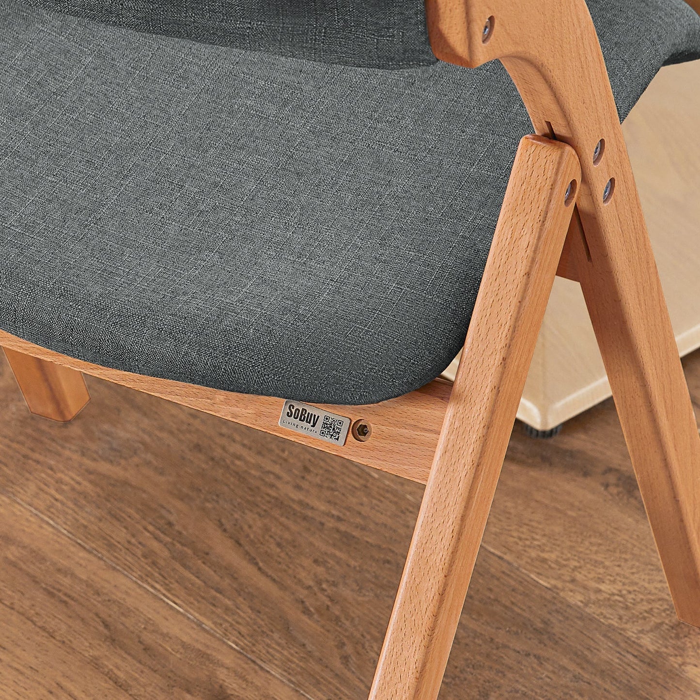SoBuy Chaise pliante en bois avec assise rembourrée - 47x57x79 cm - Bois de hêtre