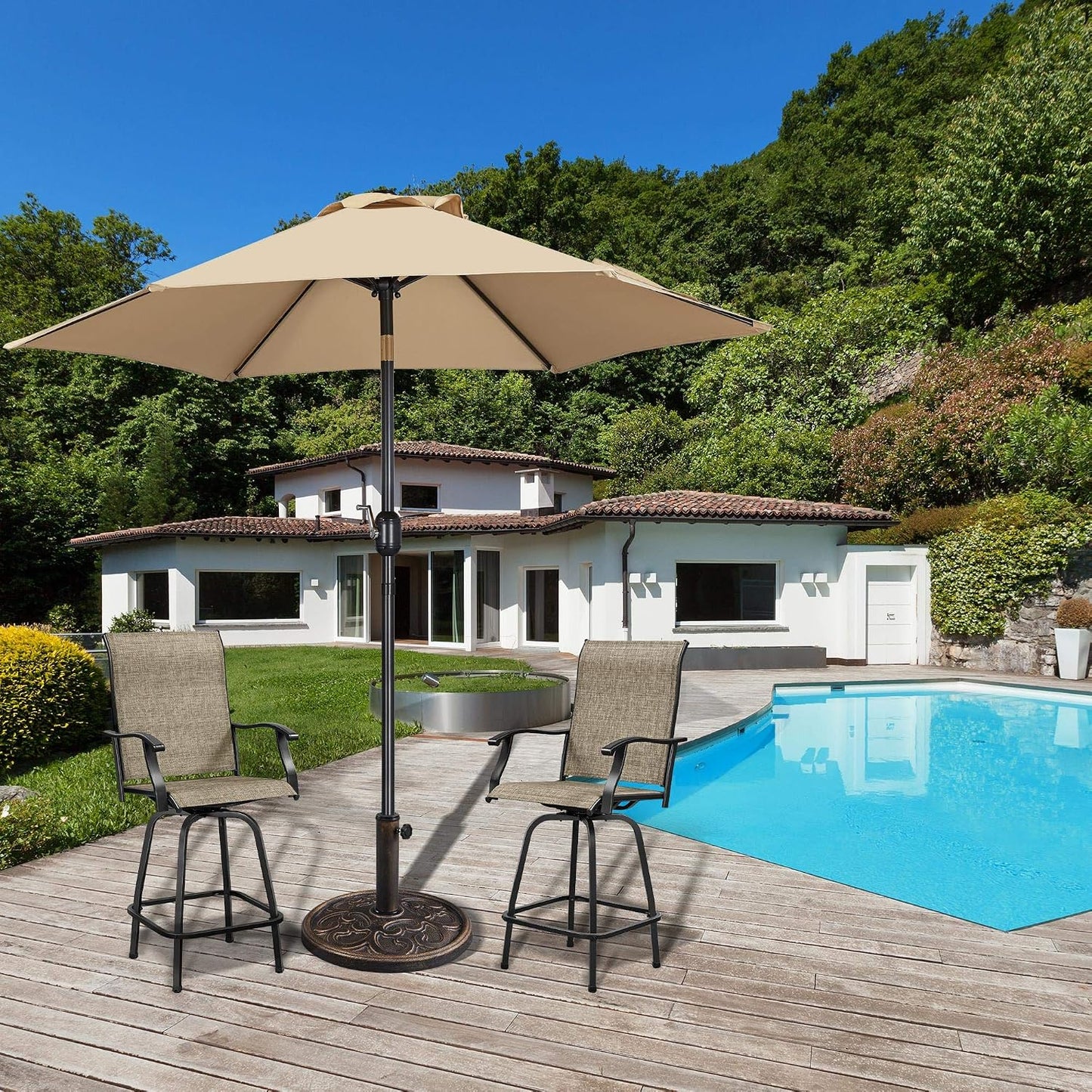 Pied de parasol Yaheetech couleur bronze - Support de parasol stable - Ø 38-48 mm - 44,5 x 44,5 x 32,5 cm - 10 kg