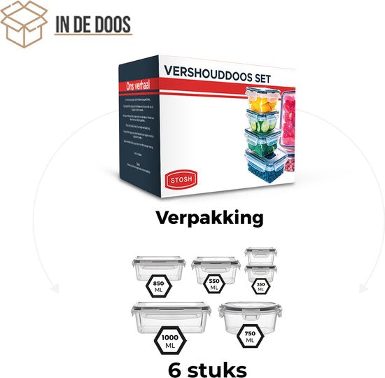 Stosh Freshness trays - Meal Prep Trays - Freezer trays - Food container - 6 pieces - Plastic - BPA free