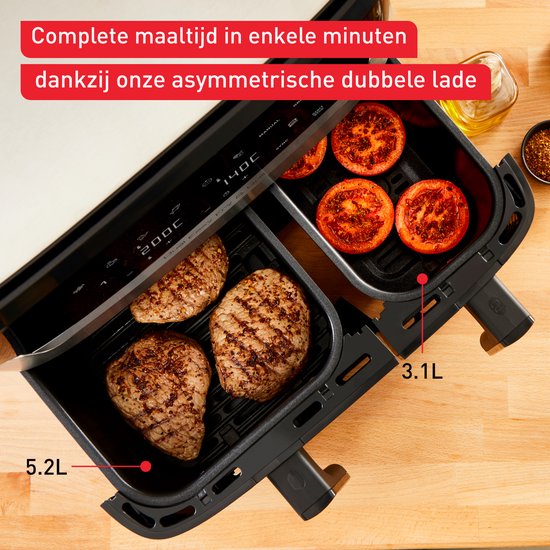 Tefal Dual Easy Fry & Grill EY905D - Friteuse à air chaud XXL - Acier inoxydable - 2 700 W - 8,3 L