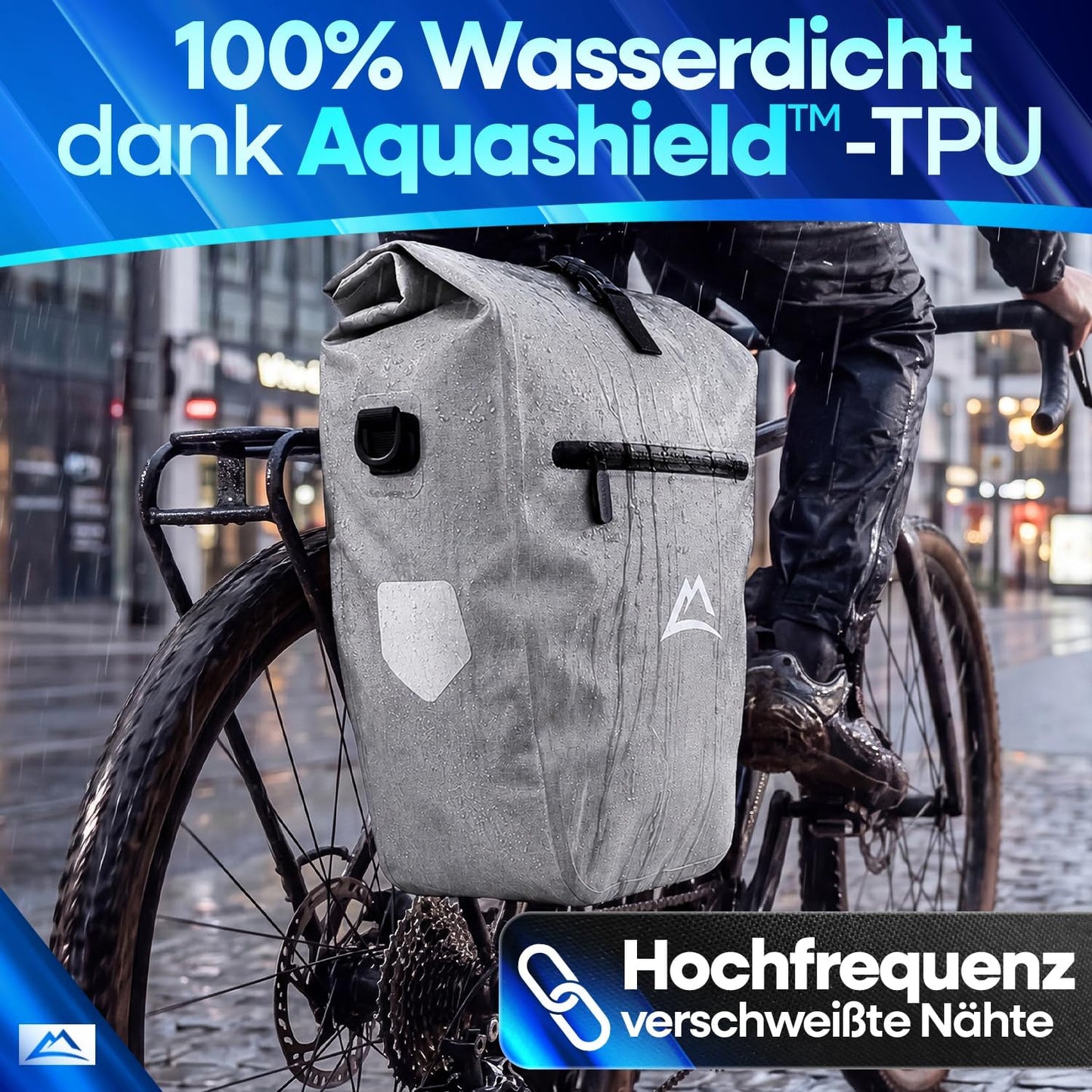 Sac de vélo Nextcover 28 L - TPU - Fermeture à enroulement/boucle - Porte-bagages - Gris