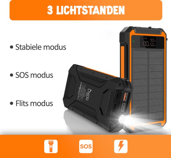 LAKOO Banque d'énergie solaire - banque d'énergie solaire - banque d'énergie - 30000MAH - Babyphone - Babyphone - Alimentation solaire - Lumière LED étanche - Chargement sans fil - Connexion babyphone