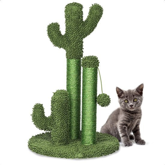 Gopets griffoir Cactus - griffoir Cactus avec corde - griffoir design moderne - meuble à griffer avec jouet - 33 x 52 cm