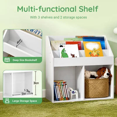 Bibliothèque pour enfants SoBuy avec compartiments de rangement - 73 x 30 x 80 cm - Blanc