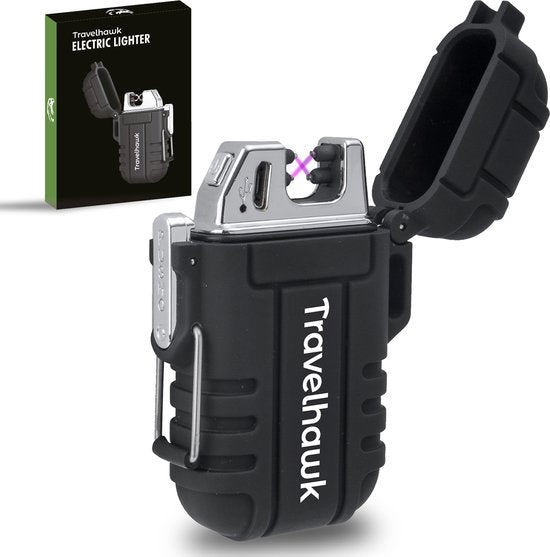 Travelhawk Briquet électrique rechargeable - Briquet à plasma durable - Briquets - Briquet électrique - Noir