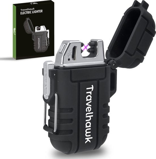 Travelhawk Briquet électrique rechargeable - Briquet à plasma durable - Briquets - Briquet électrique - Noir