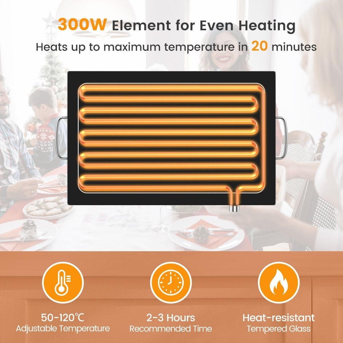 Chauffe plat électrique - Coast - 56 x 36 cm - Plaque chauffante électrique de 50 °C à 120 °C - Acier inoxydable
