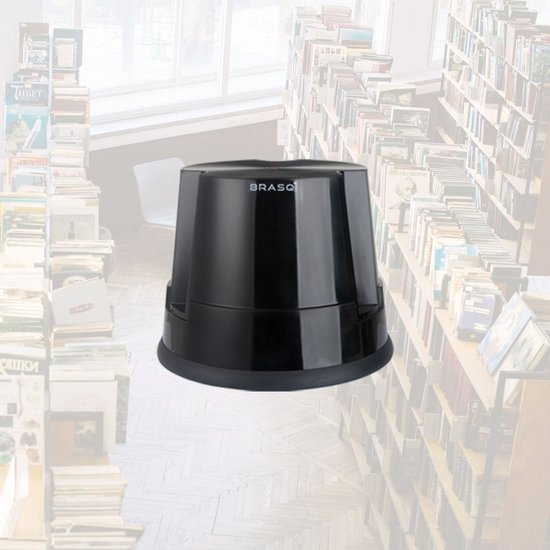 BRASQ Tabouret d'appui en plastique noir Essential ST100, capacité de charge 150 kg, tabouret d'appui, pied en forme d'éléphant, tabouret de bureau, escalier, escalator, tabouret