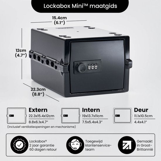 Lockabox Mini™ Boîte de rangement avec serrure numérotée - Armoire à pharmacie verrouillable - Coffre-fort en polycarbonate - Résistant au réfrigérateur et au congélateur - 3 litres - 22.3 x 15.4 x 12 cm