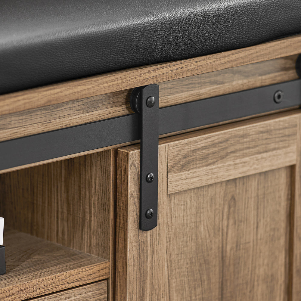 Banc à chaussures avec portes coulissantes SoBuy - 80 x 30 x 45 cm - pour 12 paires - Brun naturel