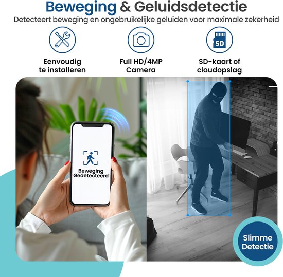 Caméra de sécurité sans fil Gologi pour l'extérieur et l'intérieur - Caméra de surveillance avec batterie 5200 mAh - Rechargeable via USB-C - Vision nocturne - Détection de mouvement - Fixation magnétique - Caméra HD 5 MP avec Wi-Fi et application - Camér