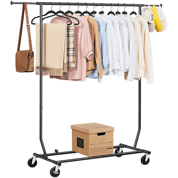Porte-vêtements Yaheetech - Réglable de 129,5 à 189 cm - Sur roulettes - 90 kg - Noir