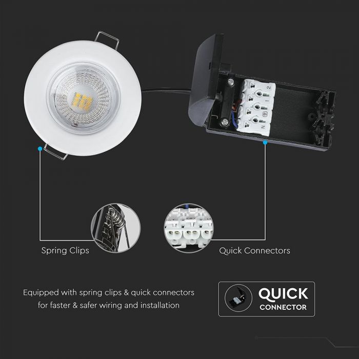 Spot encastré 5W, ignifugé / Puce SAMSUNG / Couleur : 4000K / Blanc / Emballage : 10 pcs.