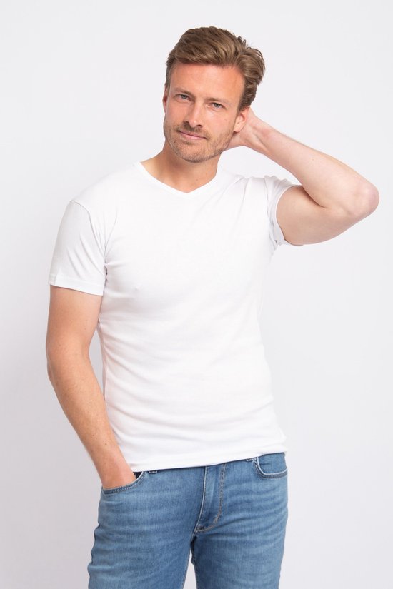 Alan Red - Lot de 3 t-shirts Vermont à col en V, blancs - Homme - Taille XL - Coupe classique