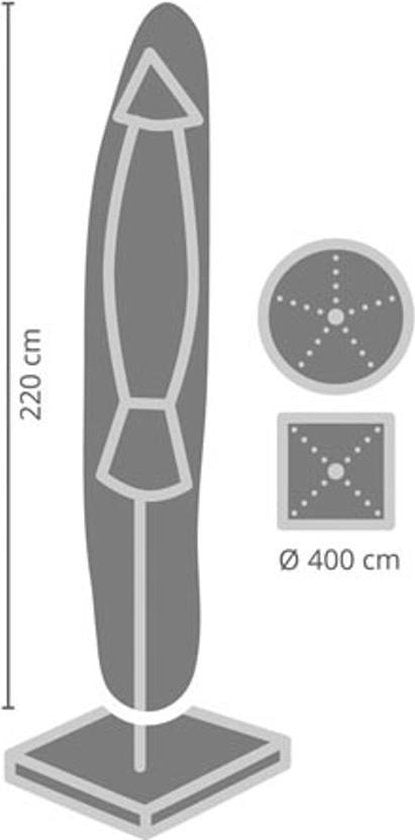 Perel Housse extérieure pour parasol, grise, 220 cm x 40 cm
