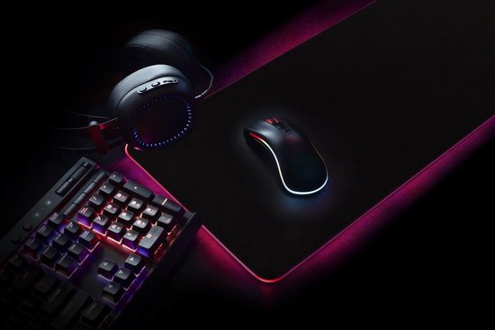 Tapis de souris gaming XXL DUTCH ORIGINALS - Eclairage LED RVB - 9 couleurs - Luminosité réglable - Antidérapant - 80 x 30 cm