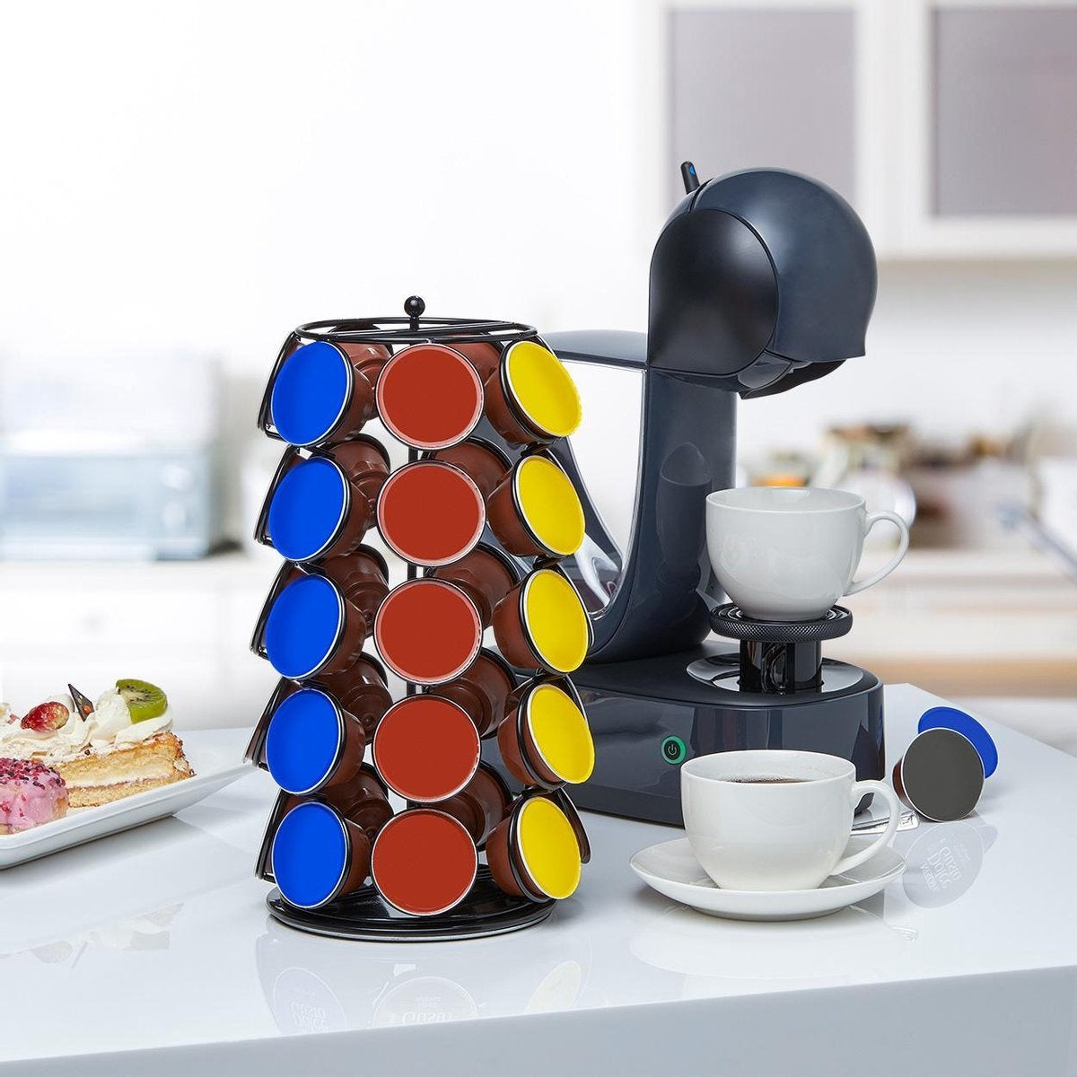 KitchenBrothers Porte-capsules - Dolce Gusto - 35 tasses - Pivotant - Noir