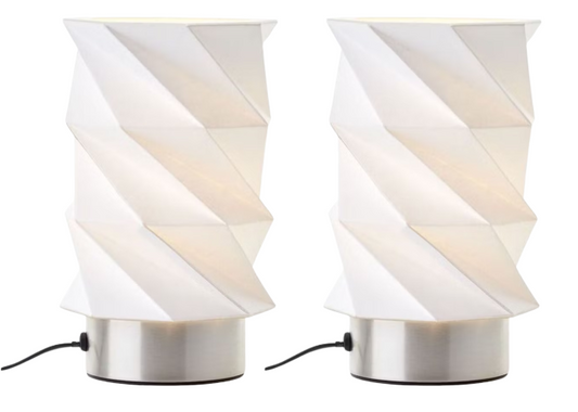 2x Brilliant Paperfold Lampe à poser - White/Eisen - 22 cm de haut, 13,5 cm de diamètre