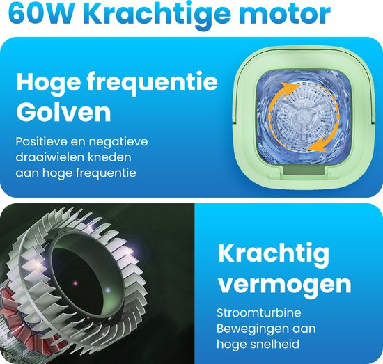 Mini laveuse ShopWise - pliable - économe en énergie - 8 pinces et corde à linge incluses - NOUVEAU modèle - Laveuse pour étudiant et camping - 10 litres - 3 étapes - moteur puissant - ensemble complet - vert