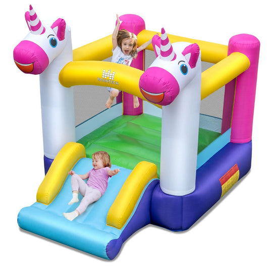 Château gonflable Coast - Trampoline 2-en-1 avec toboggan - Pour enfants - Multicolore
