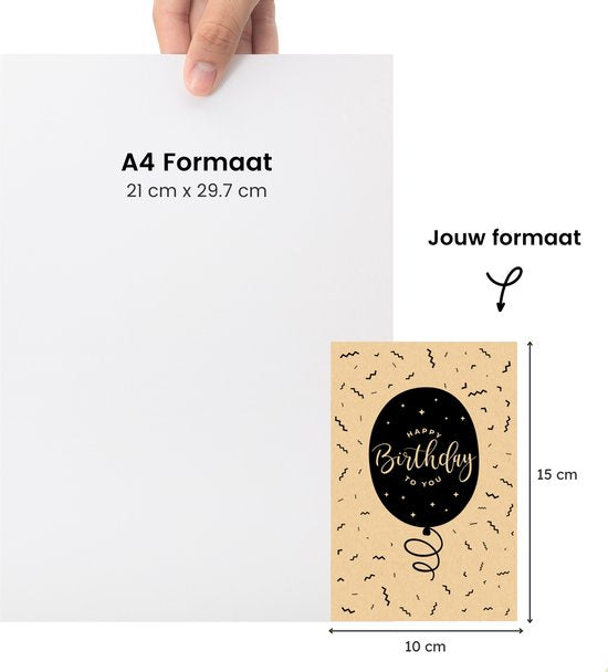 Partizzle 36x Cartes d'anniversaire durables avec enveloppe - Envoyer des cartes postales - Cartes d'anniversaire amusantes en kraft - Adultes - 15x10 cm