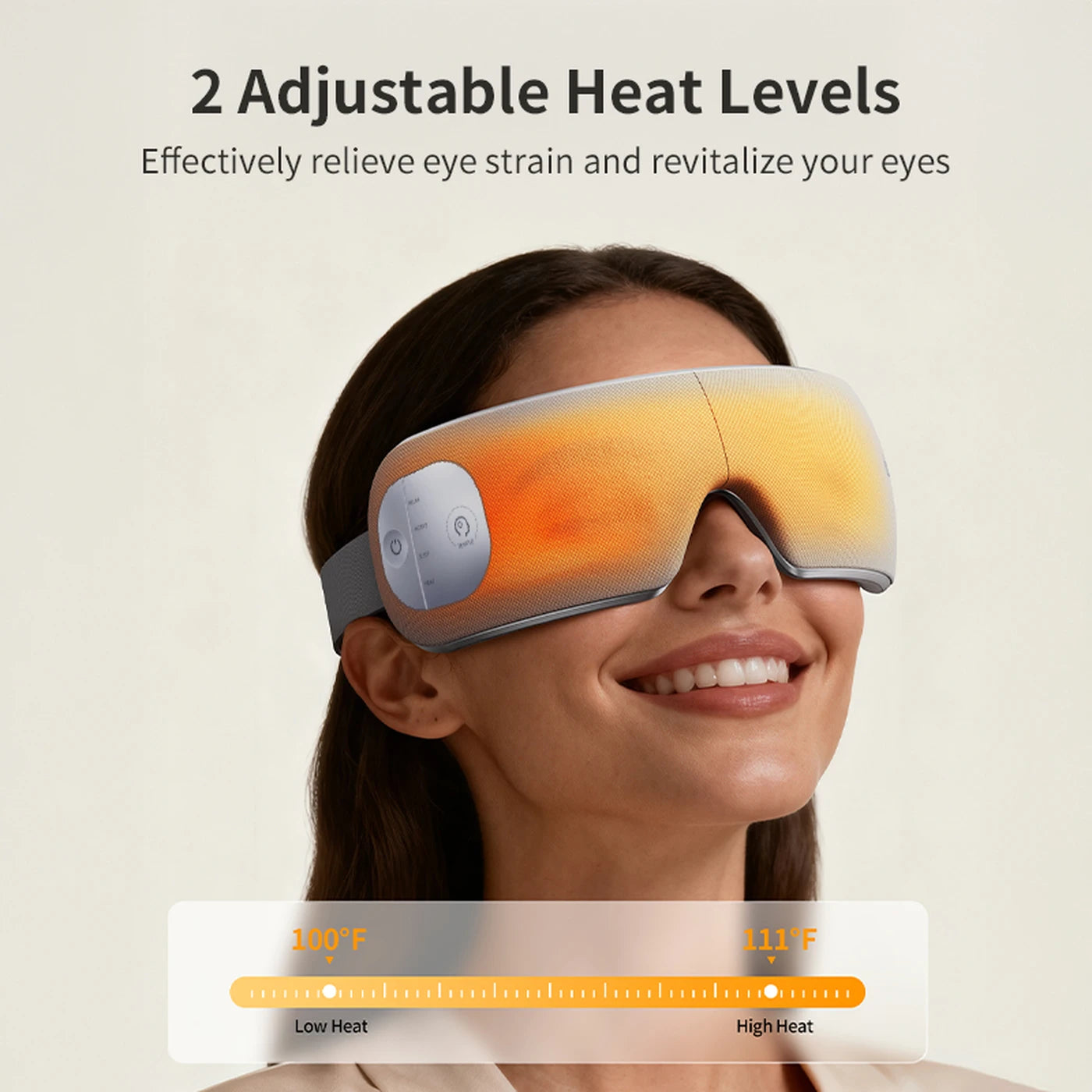 Breo EM005 Masque pour les yeux et le sommeil avec fonction de massage et de chaleur – Compression d'air, massage des tempes, USB-C – Noir