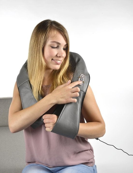 Coussin de massage shiatsu électrique Grundig - Appareil de massage pour la nuque - 8 boutons de massage - Fonction chaleur
