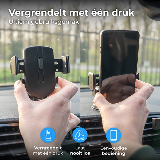Supports de téléphone Nuvance pour voiture - Support pour téléphone portable - 360° - Ventouse pour vitre et tableau de bord - Support de téléphone