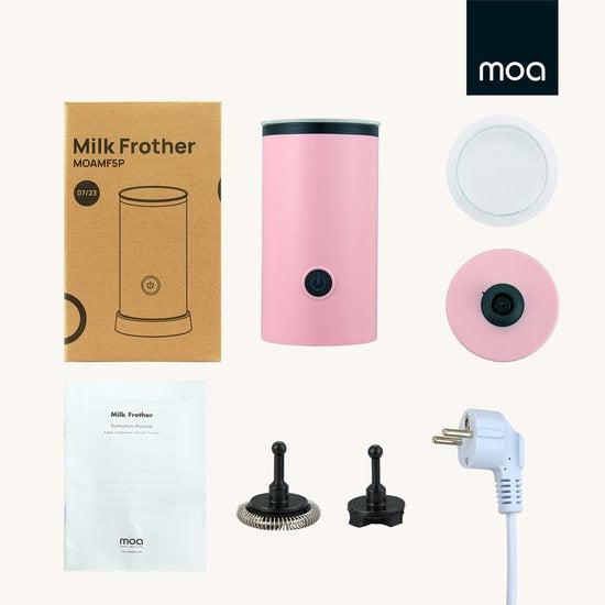 MOA Mousseur à lait électrique - Sans BPA - Pour faire mousser et chauffer - Rose - MF5P