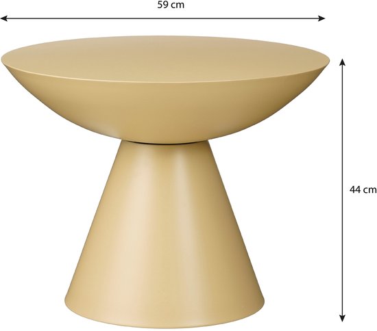 Mica Decorations Celise - Table d'appoint avec grand plateau pour l'intérieur - Table basse au design robuste et stable - Taille adaptée au salon - H44 x Ø59 cm - Beige