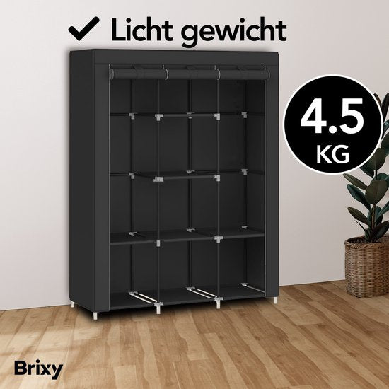 Armoire Brixy - Armoire - XXL - Armoire pliable - 175 x 170 x 45cm - Armoire de camping - Armoire pliable en tissu - Noir