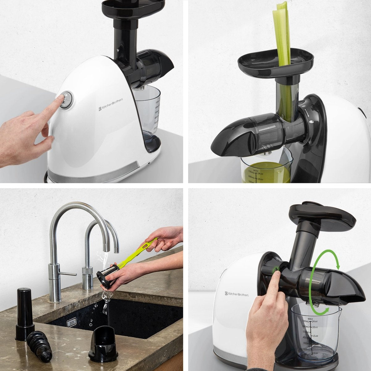 KitchenBrothers Slowjuicer - Presse-agrumes - 700ml - Blanc