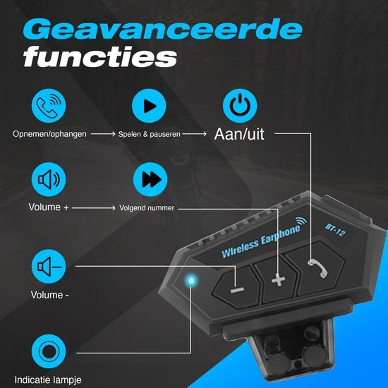 Garpex® Casque de moto - Bluetooth - Intercom - Communication - Haut-parleur - Appel mains libres - Facile à utiliser