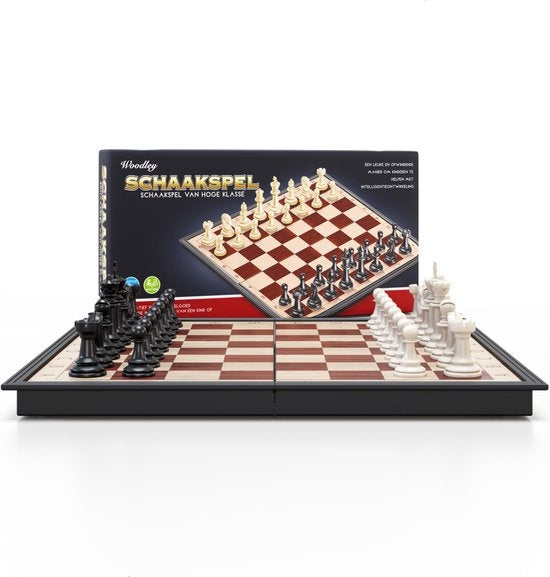 Échiquier magnétique avec pièces d'Échecs - Woodley - Jeu d'échecs Pliable - Ensemble d'Échecs - Jeu d'Échecs pour Enfants - Débutants en Échecs - Échiquier en Bois - Pliable