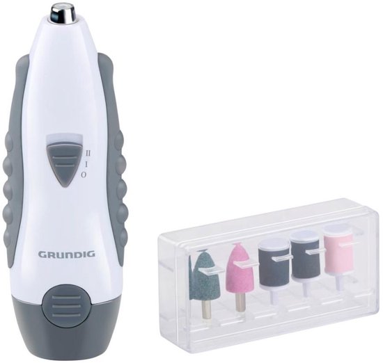 Kit de manucure électrique Grundig 5-en-1 - Kit de manucure pour les mains et les pieds - Appareils de pédicure électriques avec 5 embouts - Kit compact pour la maison et les voyages