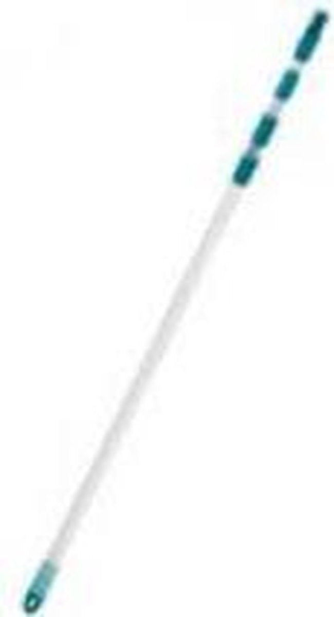 Leifheit manche télescopique en aluminium 130 - 400 cm - avec tête antidérapante - anneau de suspension rotatif à 360° - Click System - turquoise - gris