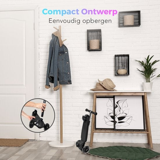 LifeGoods TurboRide Kids' Scooter - Step 5-8 Years - 3 Luminous Wheels - Boys/Girls - Black