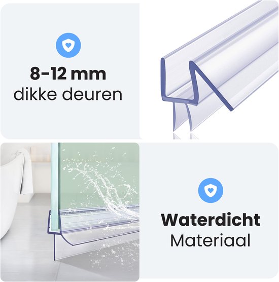 Barre de douche en dessous - 2 bandes - Fixation facile - Obturateur d'eau - Barrière d'eau douche - 8 à 12mm - Luft