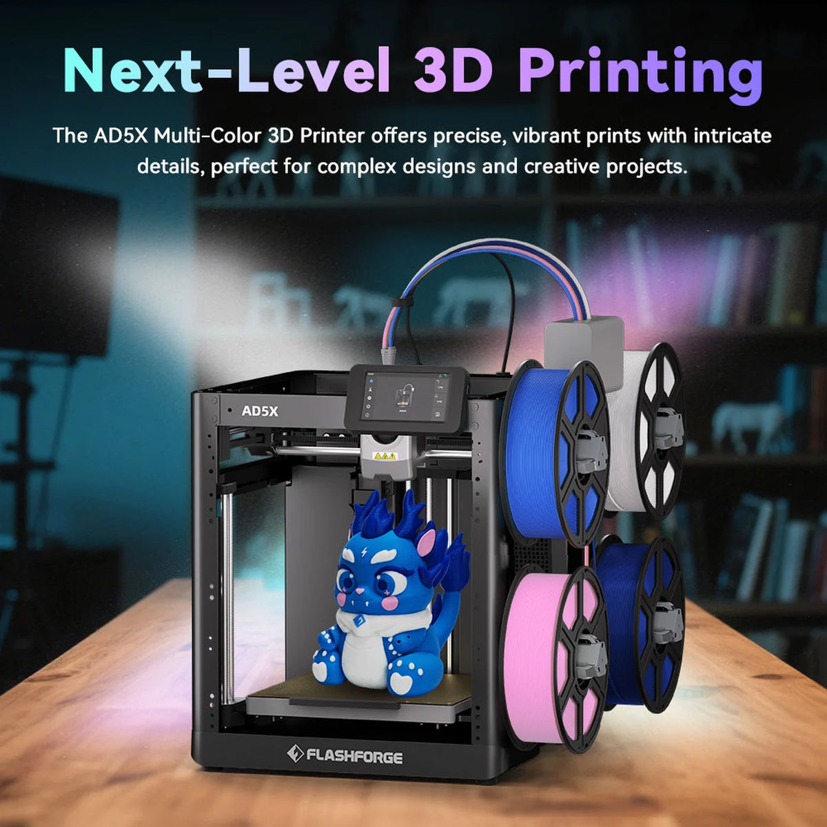 Imprimante 3D multicolore FlashForge AD5X - 600 mm/s - 4 couleurs - 220 x 220 x 220 mm