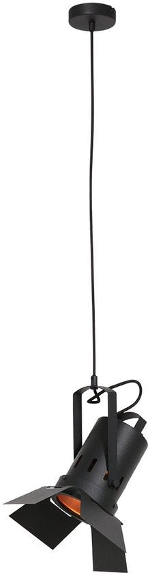 Suspension Carré 3379ZW – lampe industrielle noire, en acier, hauteur réglable de 30 à 150 cm, Mexlite