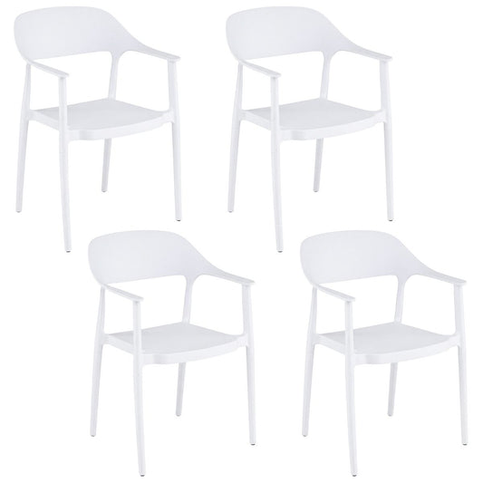 Ensemble Coast de 4 chaises de jardin empilables avec accoudoirs et dossier - Blanc - 57 x 53 x 83 cm