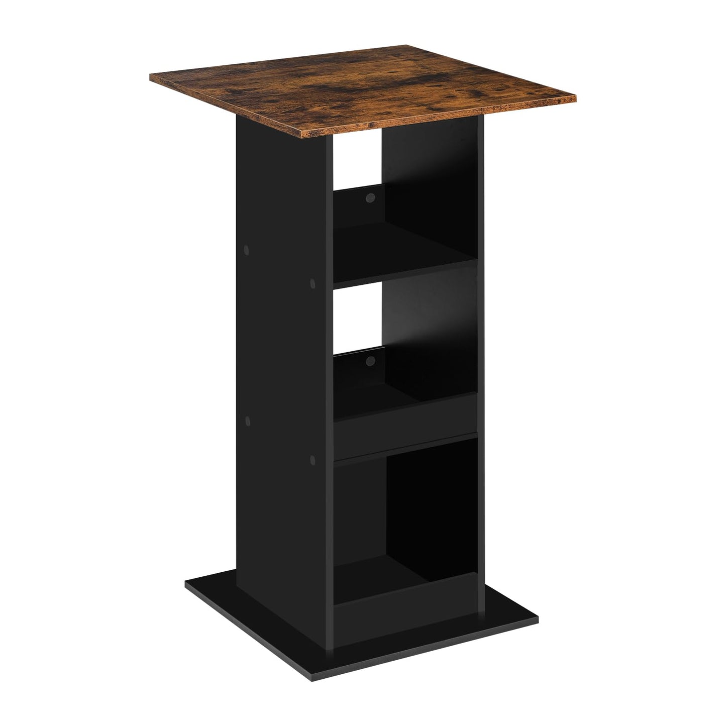 Table haute Woltu - 109 cm de hauteur - Rectangulaire - 3 étagères - Noir/Marron rustique