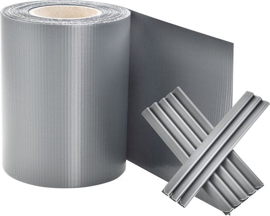 Bande d'intimité en PVC - 1 pièce - Gris