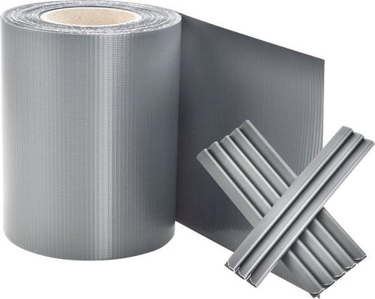 Bande d'intimité en PVC - 1 pièce - Gris