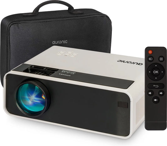 Auronic Mini Beamer - 4500 Lumens - WiFi - Projecteur 200 pouces - HD Ready - Câble HDMI, télécommande et sac de transport - Blanc