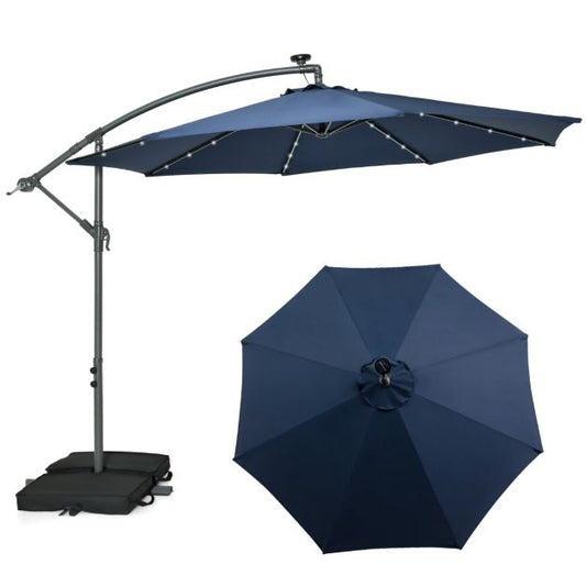 Coast Parasol flottant avec éclairage LED - Sacs de sable inclus - Ø3m - Bleu