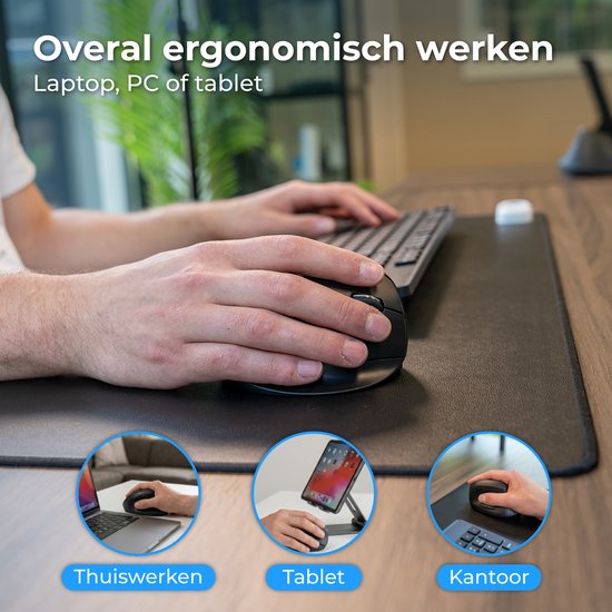 Souris ergonomique Nuvance - Souris sans fil - Souris Bluetooth - Souris sans fil - Silencieuse - Souris d'ordinateur - Wireless Mouse - Pour droitiers