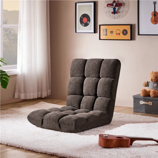 Chaise de sol réglable Yaheetech - Marron - Chaise de détente pliable avec 14 positions réglables