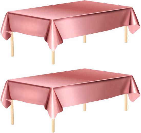 Partizzle 2 sets de nappes en plastique jetables or rose - Décorations pour anniversaires, mariages et fêtes de fin d'année - Décorations de fête - 274 x 137 cm